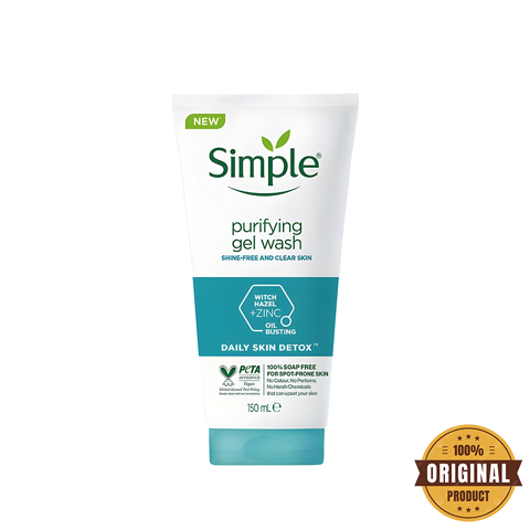 ژل شستشو صورت پوست چرب و مختلط سیمپل Simple Daily Skin Detox Purifying Gel Wash 150ml